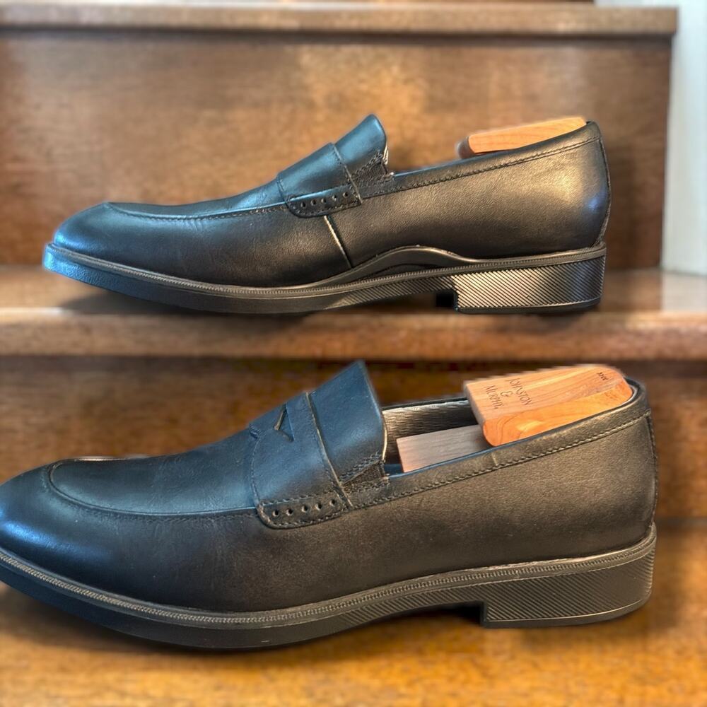 Men's 11 JOHNSTON & MURPHY XC4 Maddox Black Leather Waterproof Penny Loafers EUC